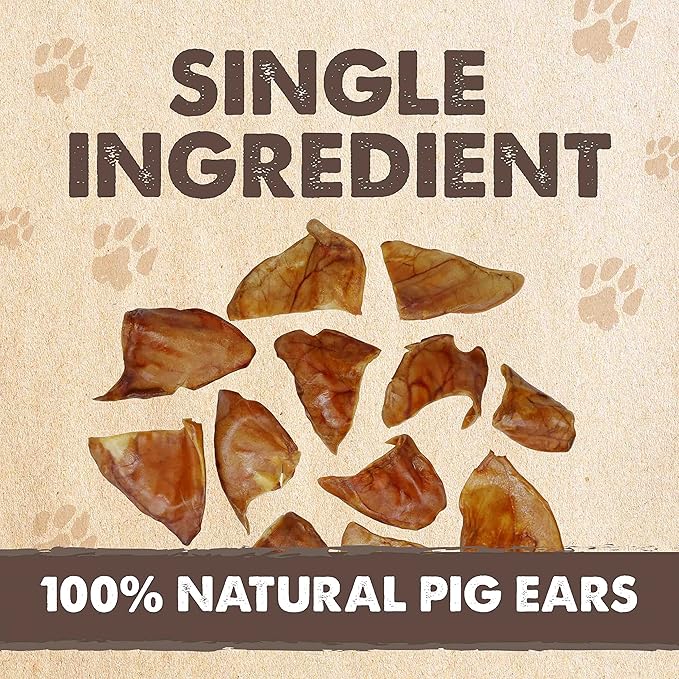 Mighty Paw Full Pig Ears for Dogs Large - All Natural, Single Ingredient Pig Ear Dog Treats. Better Than Rawhide Dog Snacks for Small and Large/Medium Dogs. Pigs Ears Dog Chews, Dog Pig Ears 12 Pack