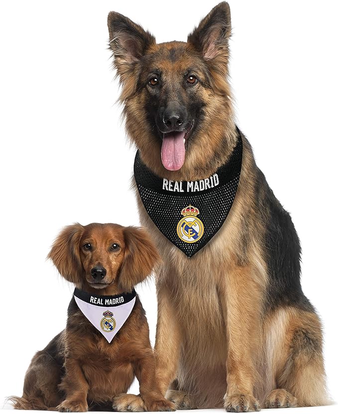 MLS Real Madrid REVERSIBLE BANDANA for DOGS & CATS. Cutest Pet Bandana Scarf Bib Apron Sports Fan Apparel, Team color, SIZE: Large / X-Large