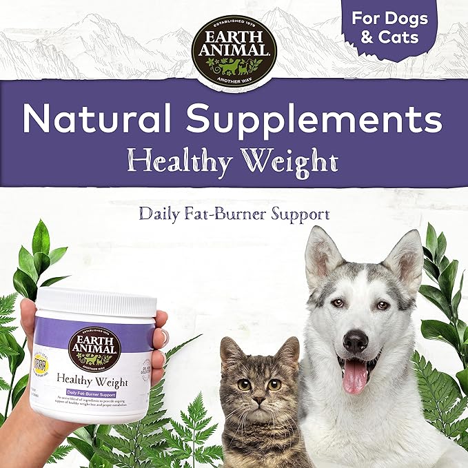 Earth Animal Healthy Weight Nutritional Supplement for Dogs & Cats | Made in The USA with Natural Ingredients | 8 oz