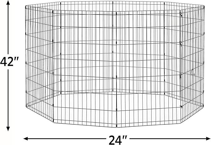 New World Pet Products 42' Foldable Black Metal Dog Exercise Pen No Door