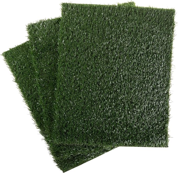 Pee Pads for Dogs - Set of Three 23x18.5-Inch Replacement Turf Grass Mats for Potty Training - Dog Housebreaking Supplies for Small Pets by PETMAKER, Green, Medium