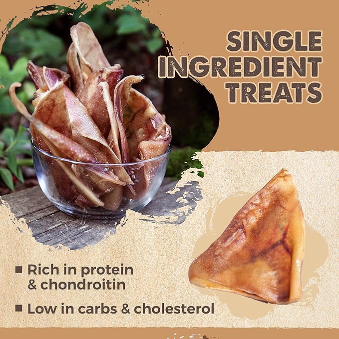 Mighty Paw Half Pig Ears for Dogs - All Natural Single Ingredient Pig Ear Treat - Better Than Rawhide Snacks for Puppies and Large Dogs - A Better Treat Dog Will Love - Dog Toys Compatible Chews