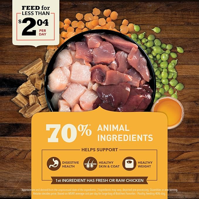 ACANA Butcher's Favorites Dry Dog Food, Free-Run Poultry* & Liver Recipe, Dog Food Kibble & real chicken jerky, 4lb