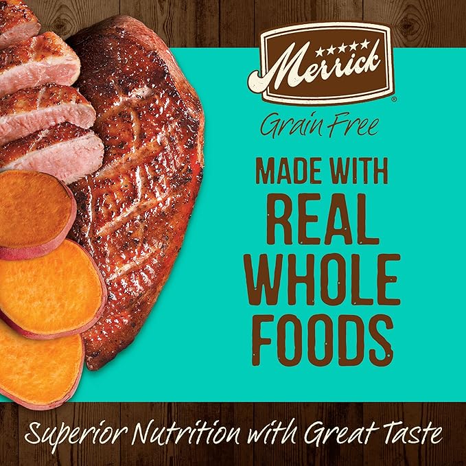 Merrick Premium Grain Free Dry Adult Dog Food, Wholesome and Natural Kibble with Real Duck and Sweet Potato - 22.0 lb. Bag