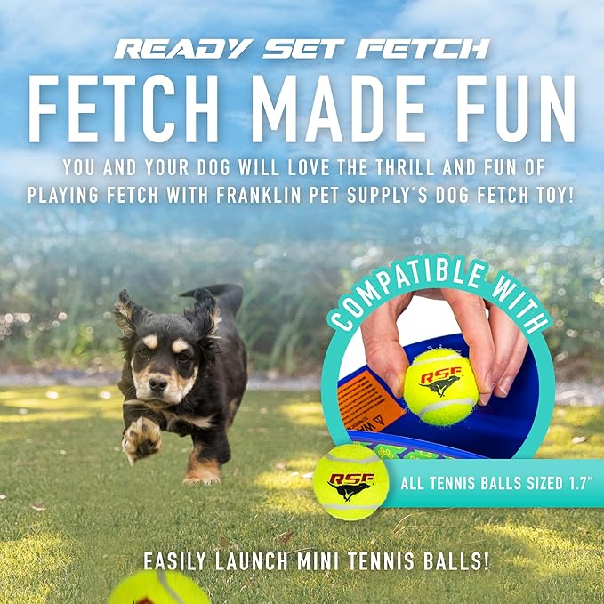 Franklin Pet Supply Ready Set Fetch Mini Automatic Tennis Ball Launcher Dog Toy - Electronic Mini Tennis Ball Thrower for Fetch + Playtime - Launches up to 40 Feet - Interactive Dog Fetch Toy - Mini