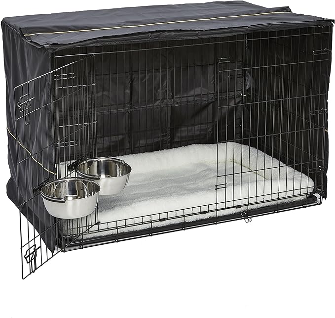 MidWest Homes for Pets iCrate Dog Crate Starter Kit | 48-Inch Dog Crate Kit Ideal for XL Dog Breesd (weighing 90 - 110 Pounds) || Includes Dog Crate, Pet Bed, 2 Dog Bowls & Dog Crate Cover