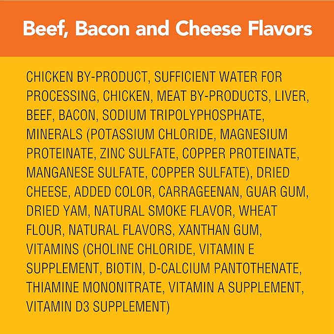 PEDIGREE CHOPPED GROUND DINNER Adult Soft Wet Dog Food, Beef, Bacon & Cheese Flavors, 3.5 oz Pouches, 16 Pack
