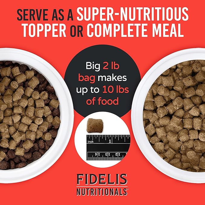 FIDELIS Freeze Dried Raw Dog Food with Superfoods for Large Dog Breeds (32 oz) - Made in USA with Free Range Beef, Grain-Free, High Protein for Adult or Puppy