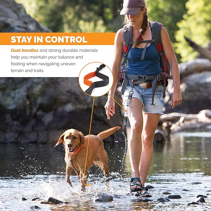 Hands Free Dog Leash, A Dog Running Leash for Dogs That Makes A Great Waist Leash for Dog Walking, Double Handle Bungee Dog Leash with Reflective Stitching and Adjustable Dog Walking Belt