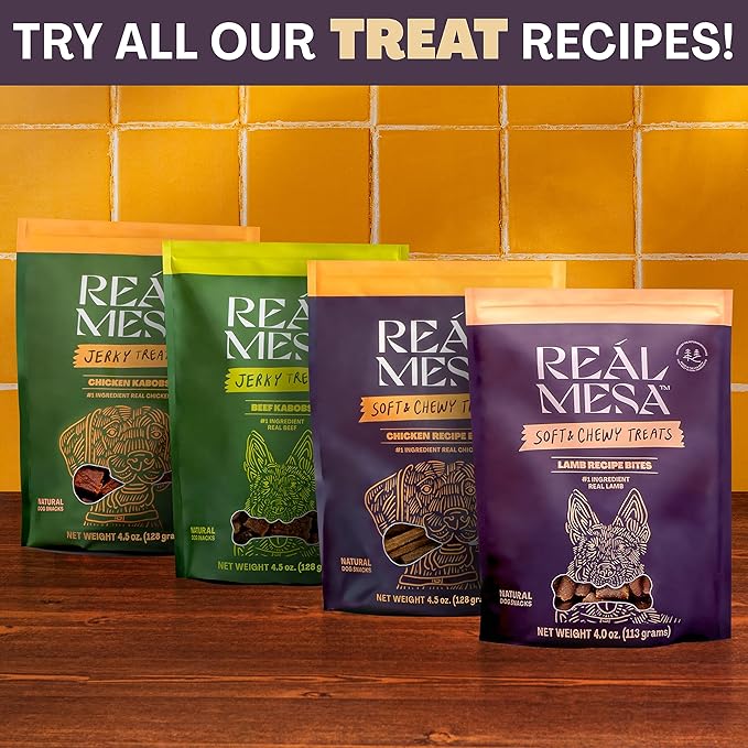 Real Mesa Soft & Chewy Lamb Recipe Dog Treats - for Small, Medium and Large Dog Sizes, Training Snacks Chewy Style (4oz)