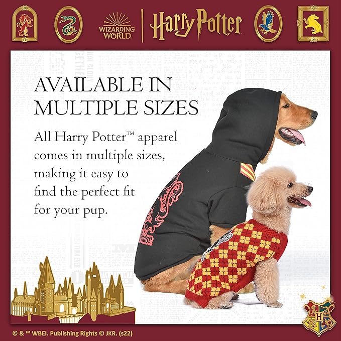 HARRY POTTER Gryffindor Pet Sweater - Dog Apparel & Accessories for Hogwarts Houses, Gryffindor Dog Sweater, Dog Clothes, Gryffindor Pet Sweater, Dog Clothing, Pullover Sweater for Dogs, Red, Large