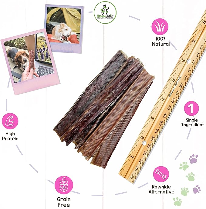Nature Gnaws - Beef Jerky Chews for Small Dogs - Premium Natural Beef Gullet Sticks - Simple Single Ingredient Tasty Dog Chew Treats - Rawhide Free - 4-5 Inch