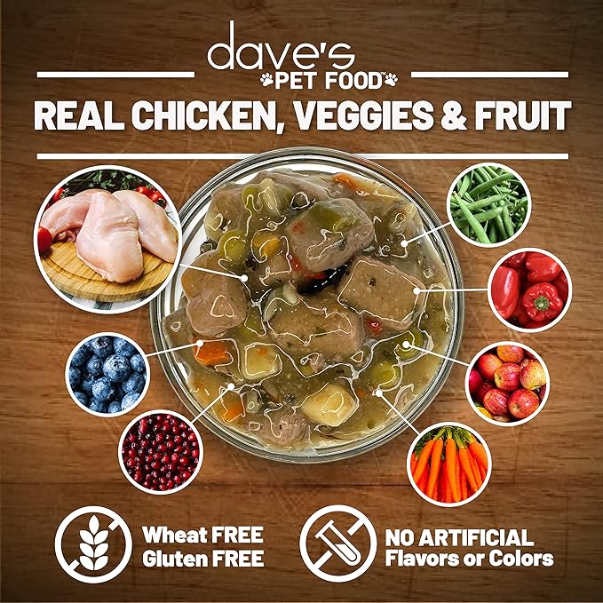 Dave's Pet Food Stewlicious Soft Dog Food Wet (Chicken Casserole), Made in USA Canned Dog Food, Added Vitamins & Minerals, Wheat & Gluten-Free, Small to Large Dogs 13.2 oz Cans (Case of 12)