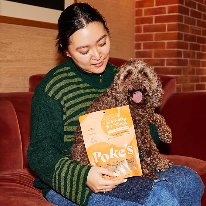 Poke's P'Nutty for 'Nanas Treats for Dogs, Limited Ingredient & Natural Dog Treats, Wheat-Free & Made in The USA, Peanut Butter & Banana Soft & Chewy Treats, 8oz
