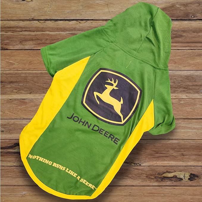 Pets First John Deere Dog Hoodie T-Shirt, Large. Warm Pet Clothing with Hood for Pets, Dogs, Cats, Puppies, Kittens. Soft, Comfortable, Stretchable, Durable Pet Hoody CAT Tee Shirt & Jacket,Green
