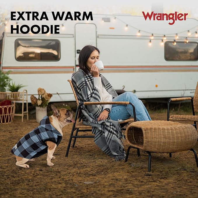 Wrangler Dog Hoodie – Fleece Dog Sweater with Leash Hole, Cold Winter Dog Sweatshirt for Small Medium & Large Size Dogs, Premium Dog Clothes, Fall Dog Sweaters Pullover Hoodie, Cozy Warm Dog Outfit