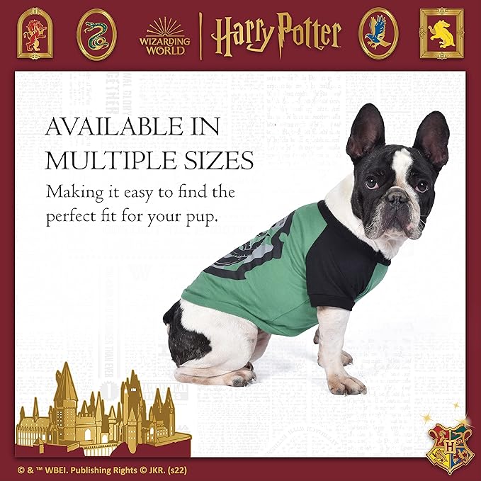Harry Potter Slytherin Pet T-Shirt in Size Large | L Dog T-Shirt, Harry Potter Dog Shirt | Harry Potter Dog Apparel & Accessories for Hogwarts Houses, Slytherin, (FF19297),Green
