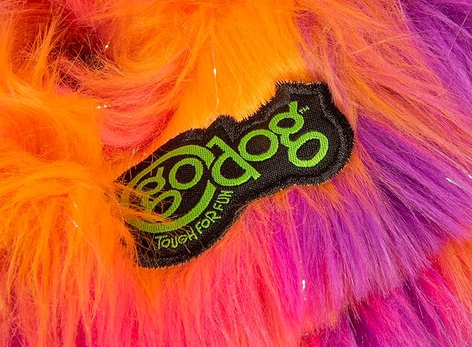 goDog Furballz Ring Squeaky Plush Dog Toy, Chew Guard Technology - Warm Rainbow, Large