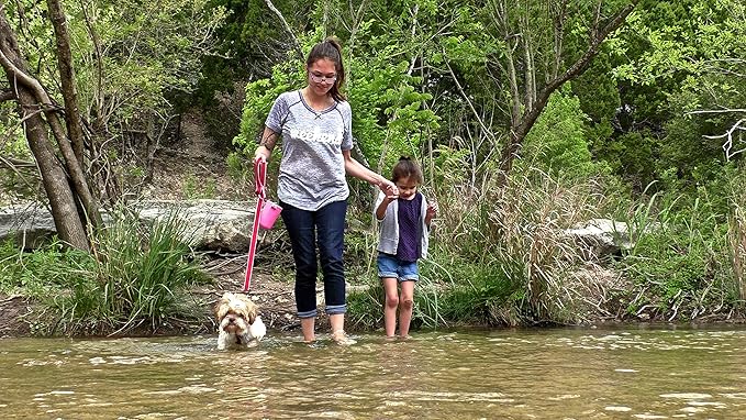 Dog Doo Tube Reusable Dog Poop Holder For Dog Walkers - Carries Used Dog Poop Bags - Tight Fitting Lid Keeps in Odors - Dog Waste Carrier - Attachable to Dog Leash, Harness or Waist (Medium, Pink)