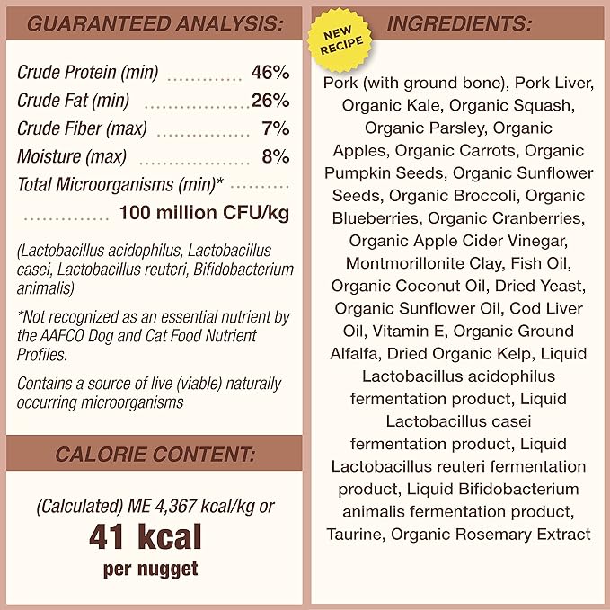 Primal Freeze Dried Dog Food Nuggets, Pork; Complete & Balanced Meal; Also Use as Topper or Treat; Premium, Healthy, Grain Free, High Protein Raw Dog Food, 14 oz (Pack of 4)