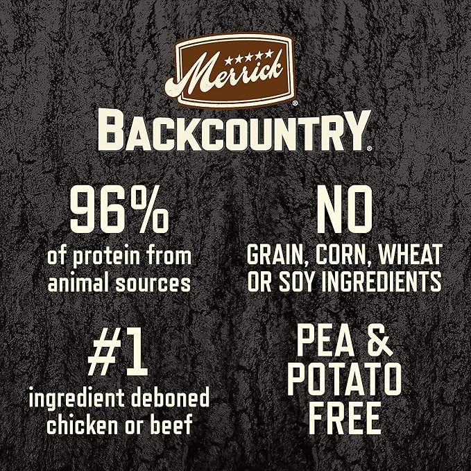 Merrick Backcountry Grain Free Premium Canned Dog Food, Variety Pack, Real Beef and Chicken Dinner Recipes - (Pack of 1) 9.5 lb. Cans