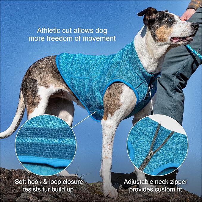 Kurgo Core Dog Sweater, Knit Dog Sweater with Fleece Lining, Cold Weather Pet Jacket, Zipper Opening for Harness, Adjustable Neck, Year-Round Sweater for Large Dogs (Orange, Large)