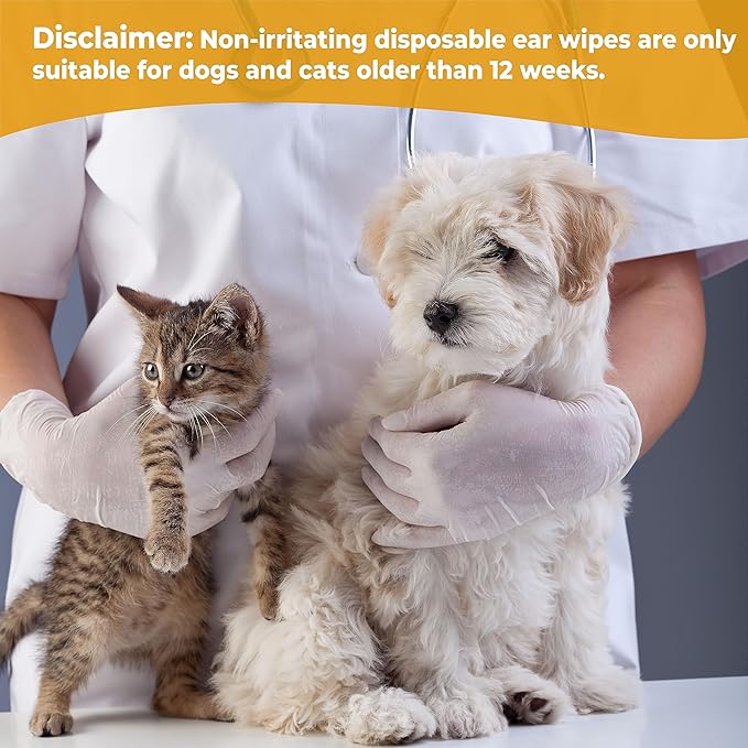 DOCO Dog Ear Wipes - All Natural Finger Veterinary Pet Ear Wipes with Eucalyptus, Aloe - 50 Count