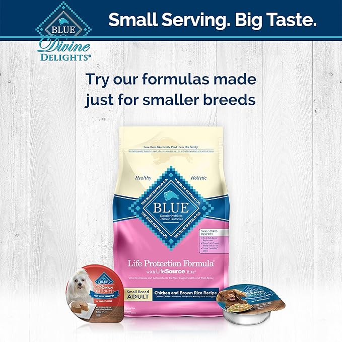 Blue Buffalo Delights Natural Adult Small Breed Wet Dog Food Cups, Pate Style, Bacon, Egg & Cheese Breakfast Bites 3.5-oz (Pack of 12)