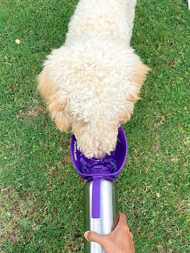 PupFlask Large Dog Water Bottle | 27 or 40 OZ Stainless Steel | Convenient Dog Water Dispenser | Puppy Travel Water Bowl | Portable Pet Water Bottle | Leak Proof Bottle Perfect Size For All Dog Breeds