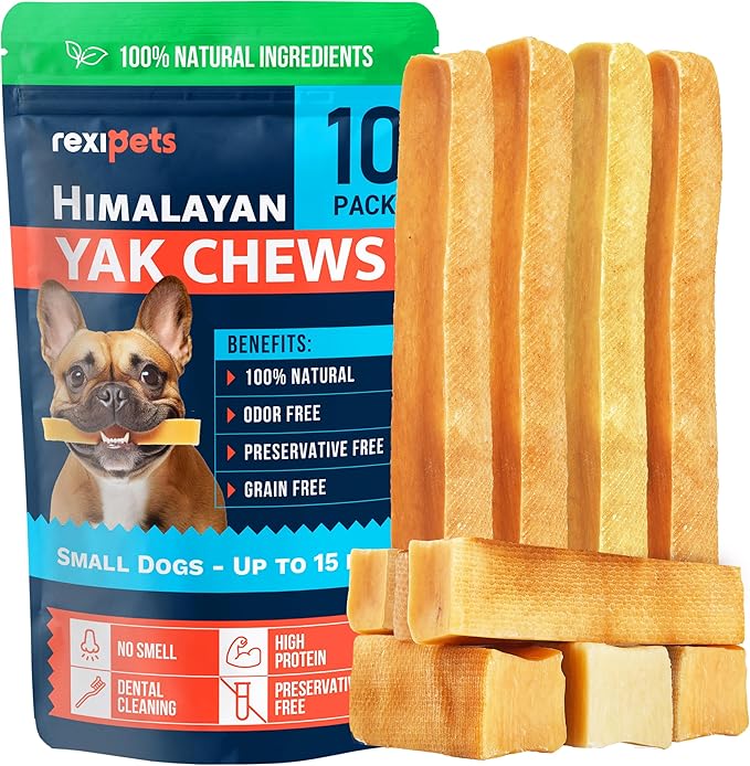 100% Natural Yak Cheese Himalayan Dog Chews for All Breeds - Lactose Free Yak Chews for Small, Medium & Large Dogs - Dental Cleaning Dog Chews for Aggressive Chewers - Long Lasting Odor & Gluten Free