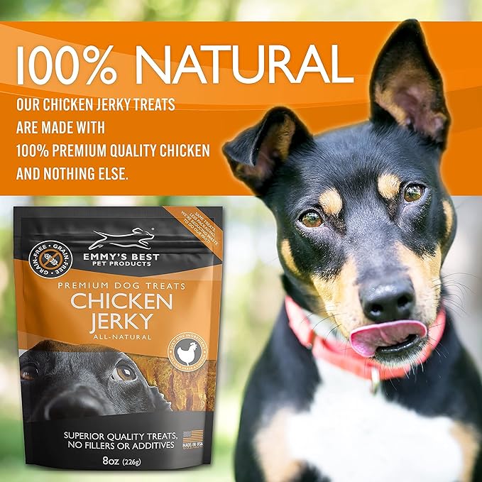 Emmy's Best EBPP Chicken Jerky Dog Treats Made in USA - 100% Natural Dog Jerky Treats Made with Real Chicken - Grilled Chicken Strips for Medium Dogs, Large Dogs and Small Dogs