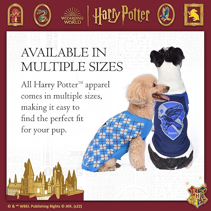 Harry Potter: Ravenclaw Pet Sweater - Medium | Medium Harry Potter Costumes for Dogs| Harry Potter Dog Apparel & Accessories for Hogwarts Houses, Ravenclaw Blue