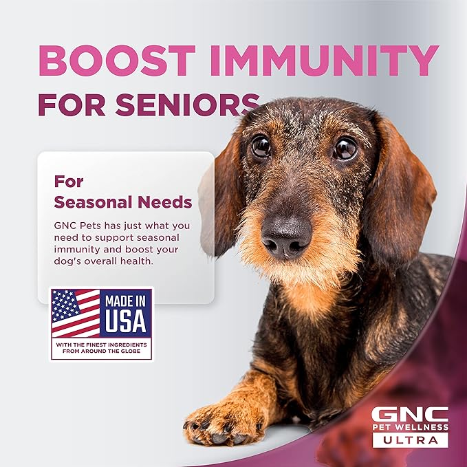 GNC Pets Ultra Seasonal Immune Support, All Dogs, Chicken Flavor.(2.2g) Soft Chews | Immune Booster for Dogs in Chicken Flavored Chews 60 Count FF13838