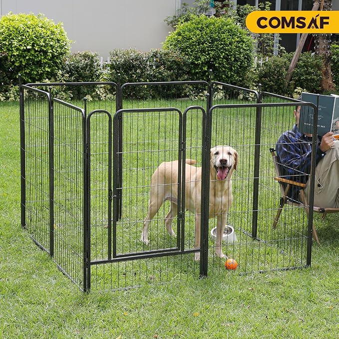 ComSaf Dog Playpen Outdoor, 40" Height 8 Panels Metal Dog Fence,Playpen for Large/Medium Dogs, Portable dog Playpen for Outdoor