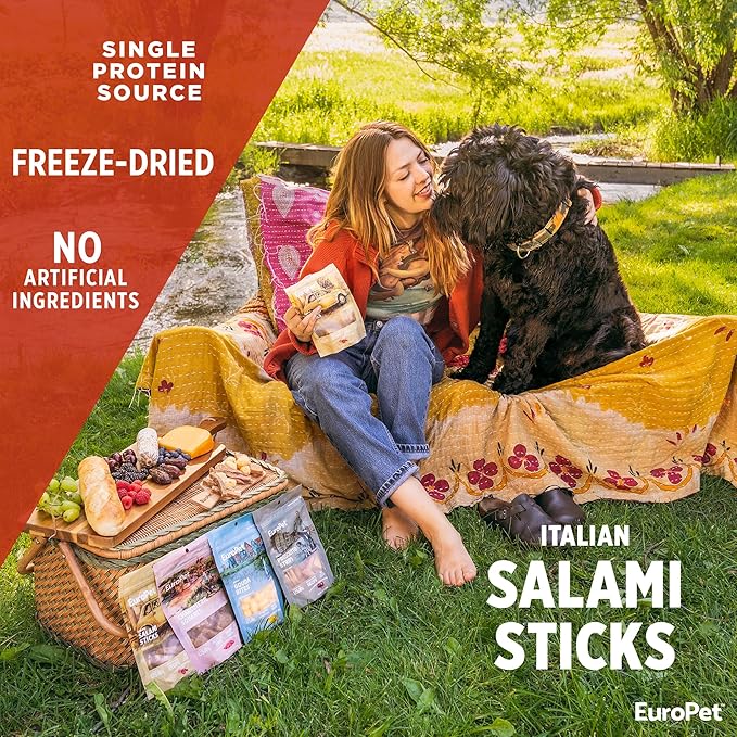 Italian Salami Sticks - Artisan Dog Treats | Premium, Healthy Dog Treats | Healthy, High Protein - Freeze Dried | European Inspired | Made in The USA