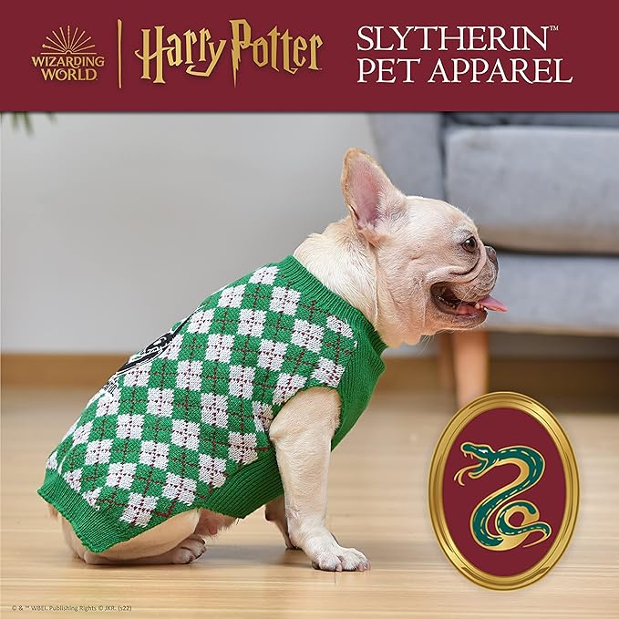 Harry Potter: Slytherin Pet Sweater - Size Small | Harry Potter Costumes for Dogs| Harry Potter Dog Apparel & Accessories for Hogwarts Houses, Slytherin Green