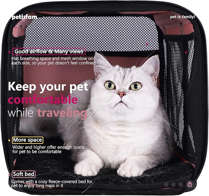 Top Load Pet Carrier for Large and Medium Cats, Small Dogs. Easy to get cat in, carry, storage, clean and escape Proof (Pink)