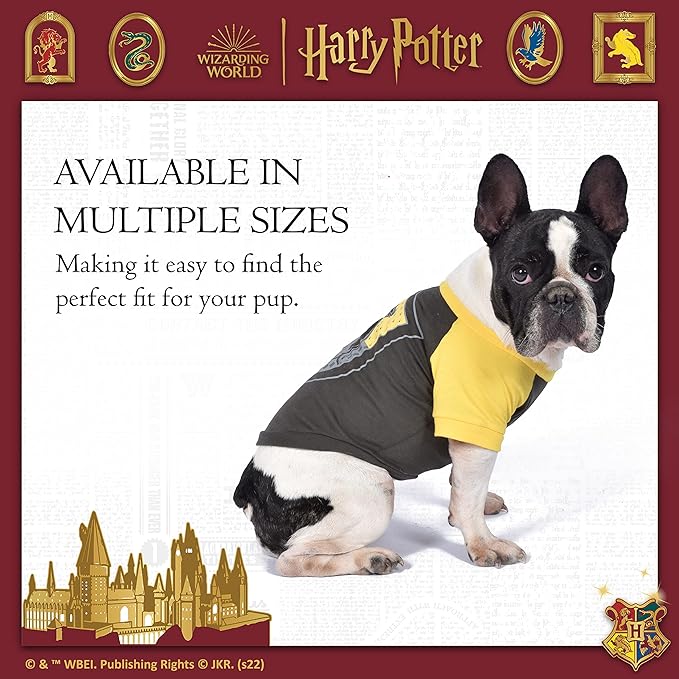 Harry Potter Hufflepuff Pet T-Shirt in Size Large | Large Dog T-Shirt, Harry Potter Dog Shirt | Harry Potter Dog Apparel & Accessories for Hogwarts Houses, Hufflepuff, (FF19289) Yellow