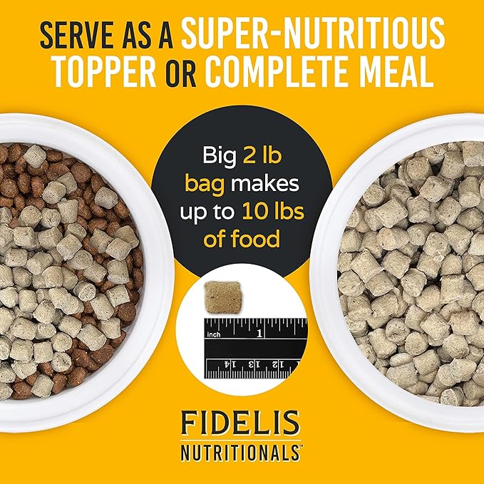 FIDELIS Freeze Dried Dog Food with Superfoods for Large Dog Breeds (32 oz) - Made in USA with Cage Free Chicken, Grain-Free, High Protein for Adult or Puppy