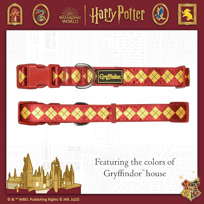 Harry Potter Gryffindor Dog Collar in Size Extra Small | XS Dog Collar, Harry Potter Dog Collar | Harry Potter Dog Apparel & Accessories for Hogwarts Houses, Gryffindor