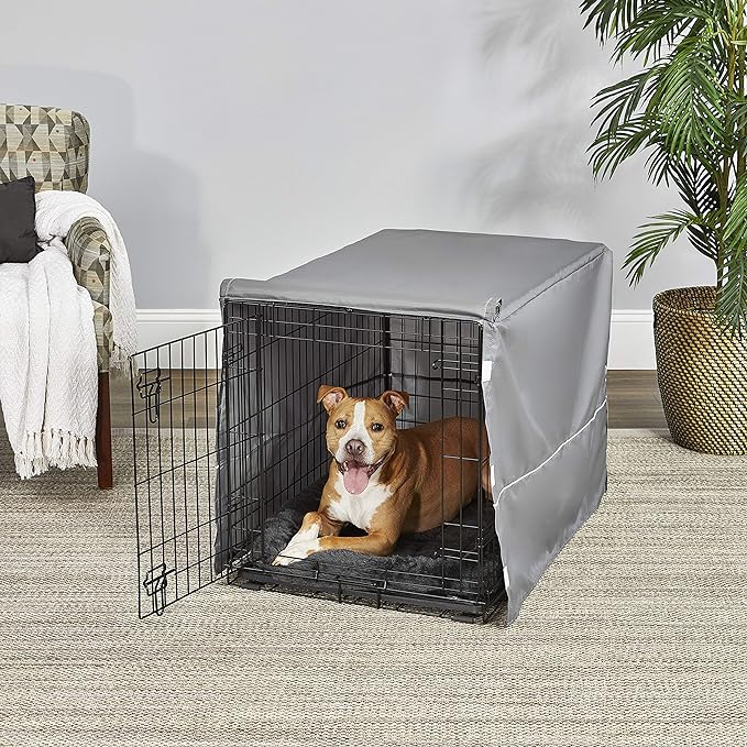 MidWest Homes for Pets Double Door Dog Crate Kit Includes One Two-Door Crate, Matching Gray Bed & Gray Crate Cover, 36-Inch Kit Ideal for Medium Dog Breeds