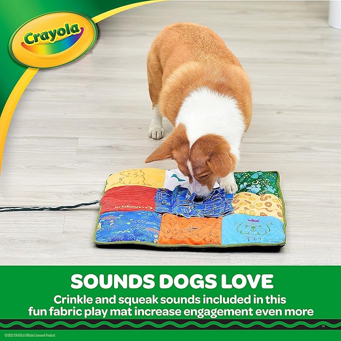 Crayola for Pets Doggie Play Mat, Snuffle Mat, Puzzle Toy, Treat-hiding Play Mat for Dogs with Crinkle Sound, Dog Enrichment Toys for Mental Stimulation
