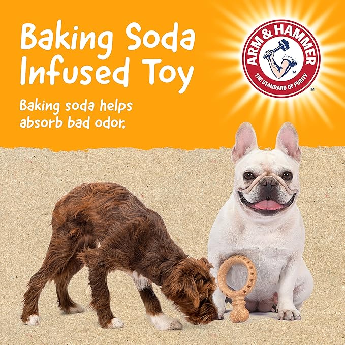 Arm & Hammer for Pets Barkies Ring Compressed Wood Collection, 5.5 Inch Peanut Butter Flavored Wood Blend Chew Toy for Dogs | Faux Stick, Splinter-Free, Safer & Durable Alternative to Chewing Sticks
