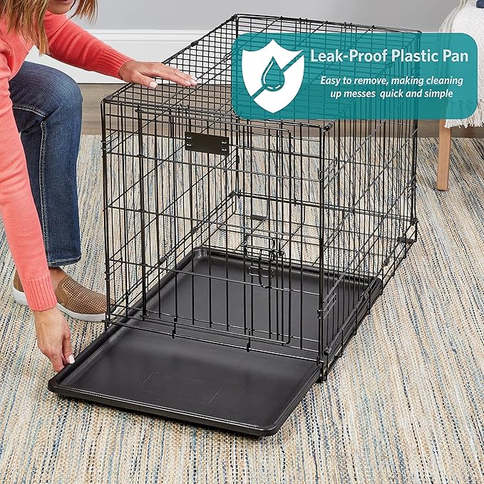 MidWest Homes for Pets Newly Enhanced Double Door iCrate Dog Crate, Includes Leak-Proof Pan, Floor Protecting Feet, Divider Panel & New Patented Features