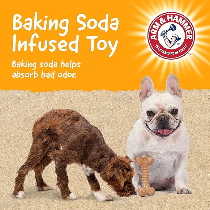 Arm & Hammer for Pets Barkies Classic Bone Compressed Wood Collection, 5 Inch Peanut Butter Flavored Wood Blend Chew Toy| Faux Stick, Splinter-Free, Safer & Durable Alternative to Chewing Sticks