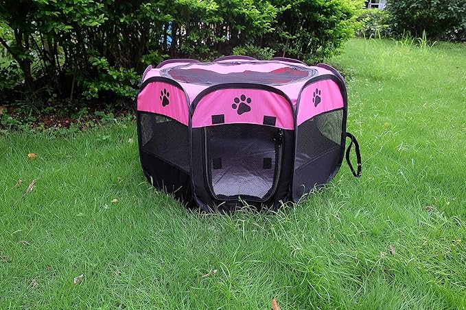Portable Pet Playpen,Foldable Dog Playpen for Dogs and Cats,Rabbits,Pet Exercise Pet Tents Indoor Outdoor Use (S(28.7" x 28.7" x 16"), Rosered)