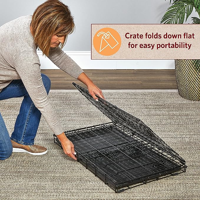 MidWest Homes for Pets XL Dog Crate | MidWest Life Stages Double Door Folding Metal Dog Crate | Divider Panel, Floor Protecting Feet, Leak-Proof Dog Pan | 48L x 30W x 33H Inches, XL Dog Breed
