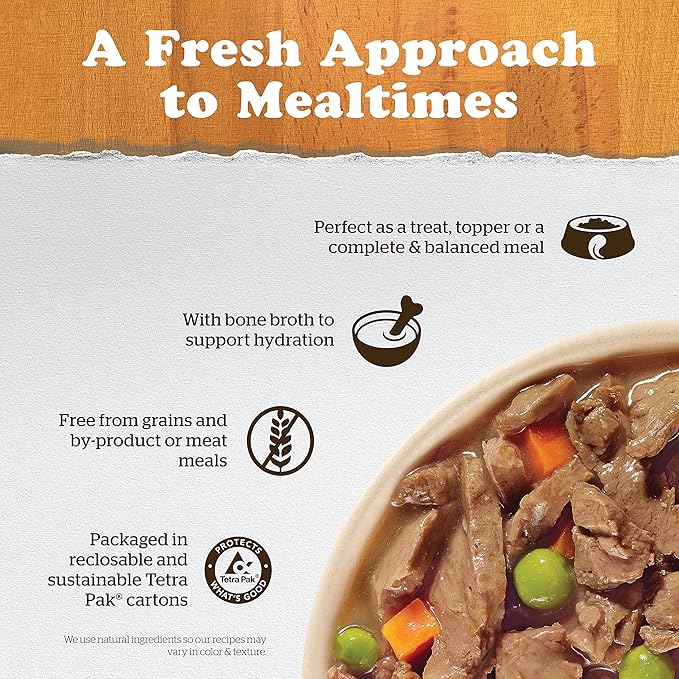 Now Fresh Wet Dog Food, 12.5 oz (12 Ct) - Grain Free Wet Dog Food - Shredded Lamb Recipe with Bone Broth Gravy - for Small, Medium and Large Breed Dogs