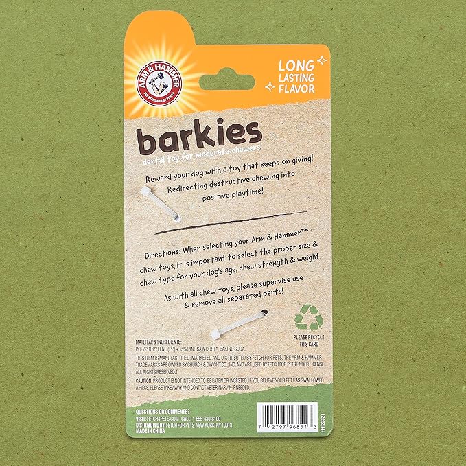 Arm & Hammer for Pets Barkies Ring Compressed Wood Collection, 5.5 Inch Peanut Butter Flavored Wood Blend Chew Toy for Dogs | Faux Stick, Splinter-Free, Safer & Durable Alternative to Chewing Sticks