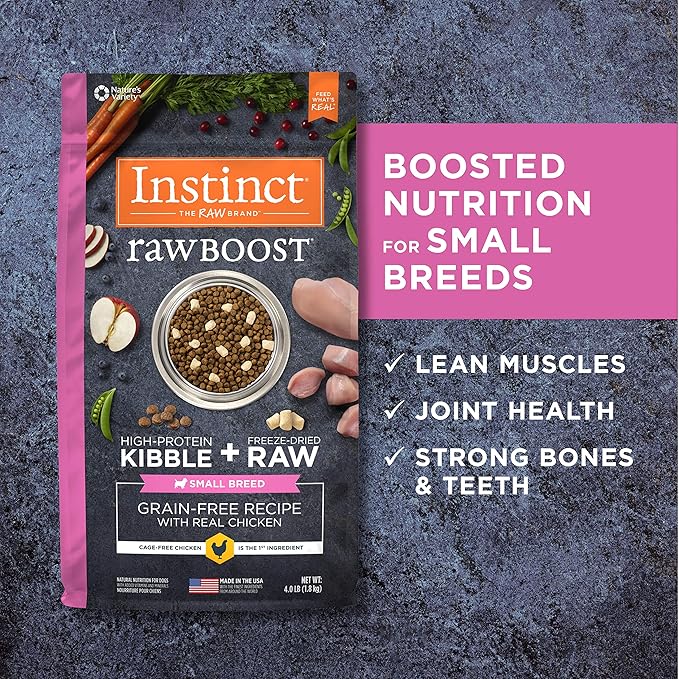Instinct Raw Boost Small Breed Grain Free Recipe with Real Chicken Natural Dry Dog Food, 4 lb. Bag